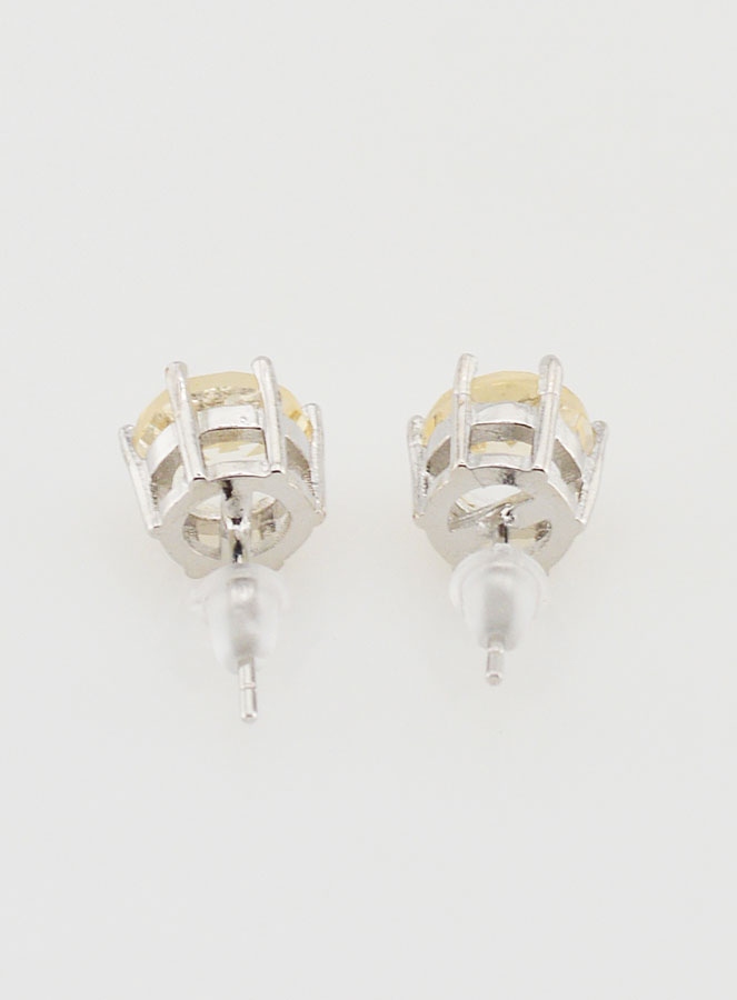 Boucles d'Oreilles Solitaire - Citrine Naturelle AA 8mm (pic 4)