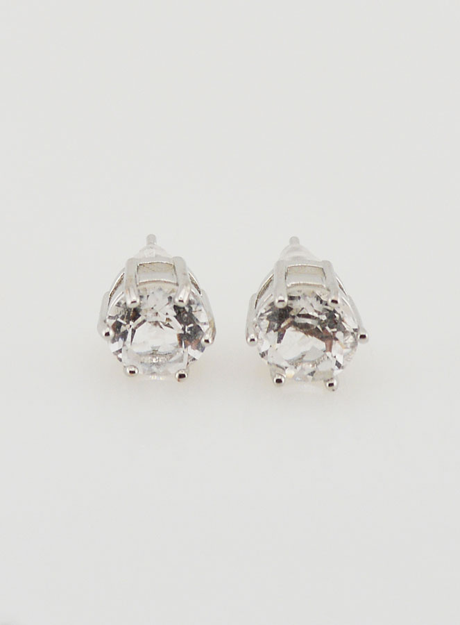 Boucles d'Oreilles Solitaire - Cristal de Roche AA (pic 1)