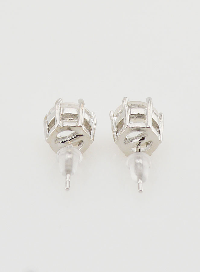 Boucles d'Oreilles Solitaire - Cristal de Roche AA (pic 4)