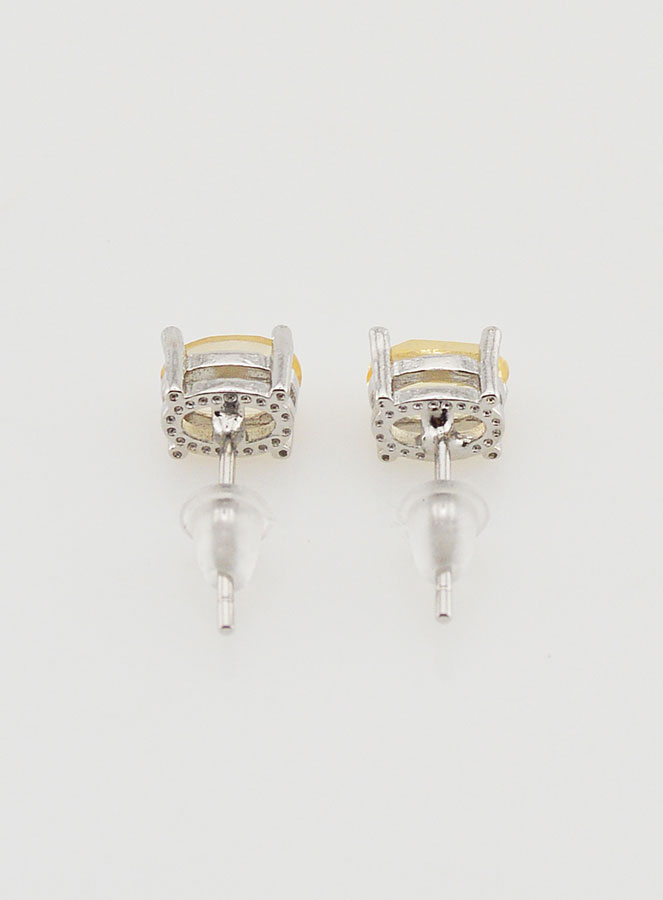 Boucles d'Oreilles Solitaire - Citrine Naturelle AA 6mm (pic 4)
