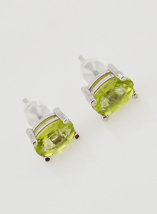 Boucles d'Oreilles Solitaire - Péridot AA (pic 2)