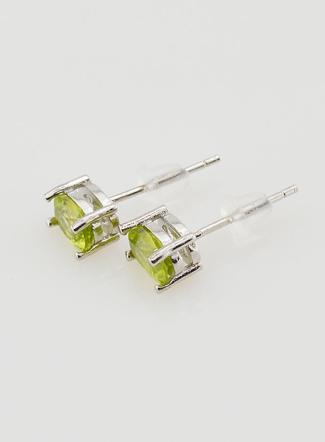 Boucles d'Oreilles Solitaire - Péridot AA (pic 3)