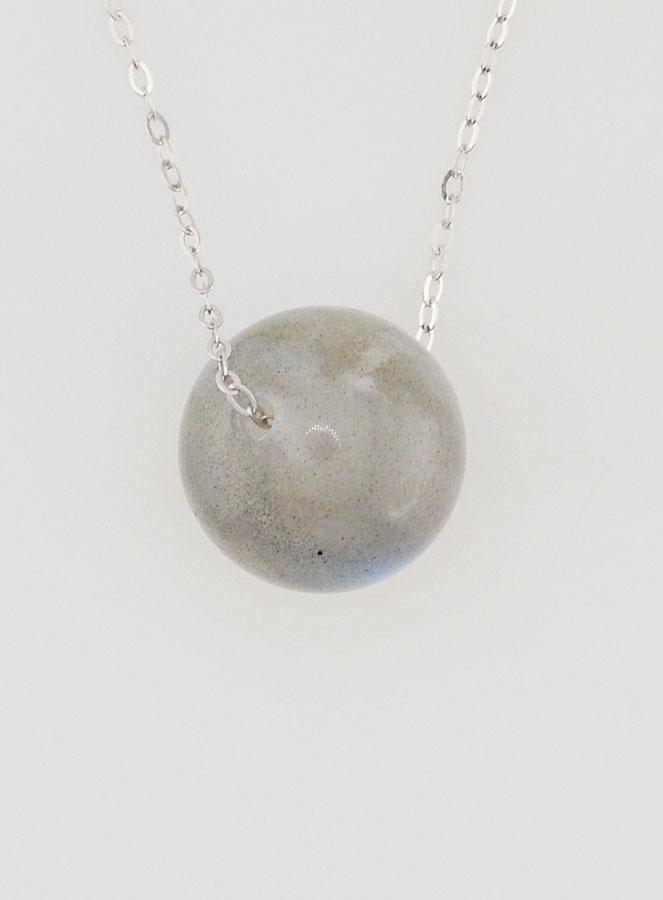 Collier Chaîne en Argent Massif & Labradorite (pic 1)