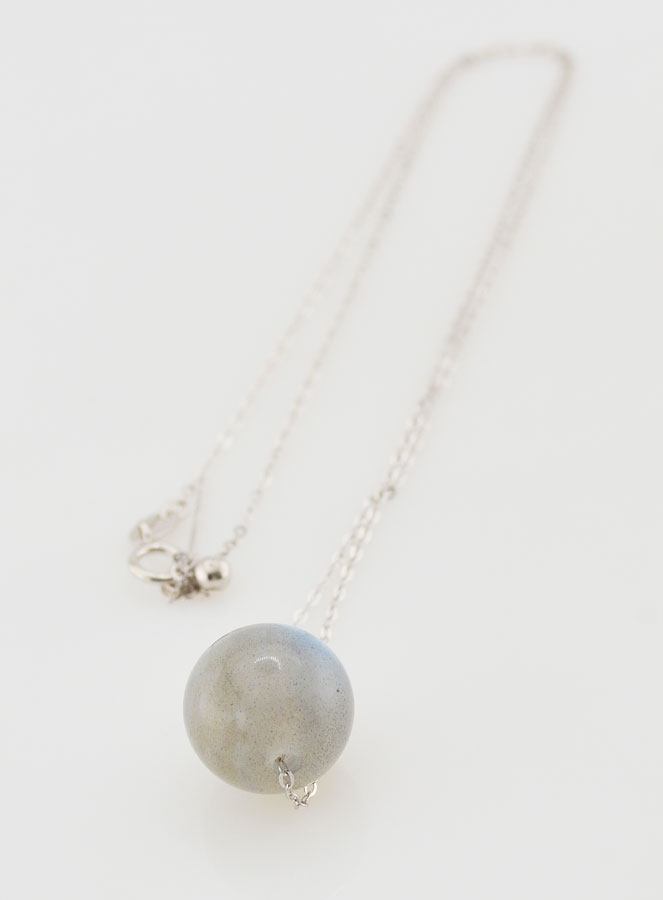 Collier Chaîne en Argent Massif & Labradorite (pic 2)
