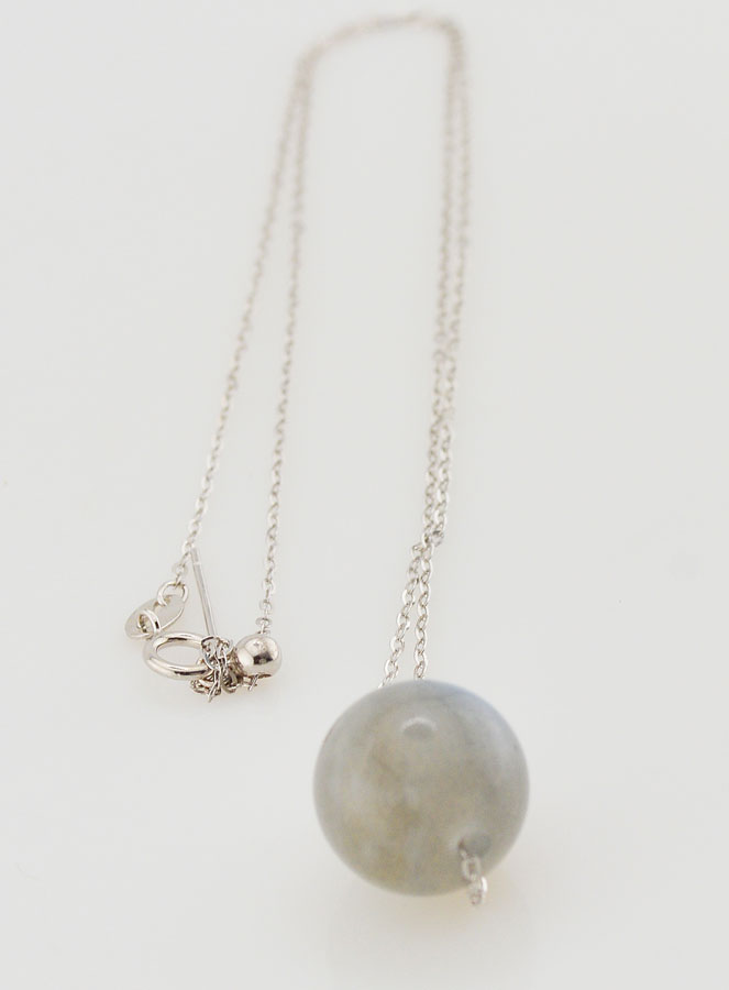 Collier Chaîne en Argent Massif & Labradorite (pic 3)