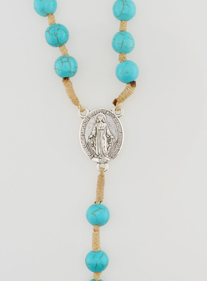 Chapelet Perles Médaille Miraculeuse - Turquoise (pic 3)