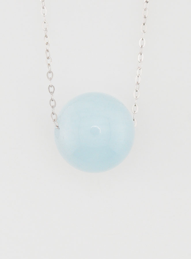 Collier Chaîne en Argent Massif & Aigue Marine (pic 1)