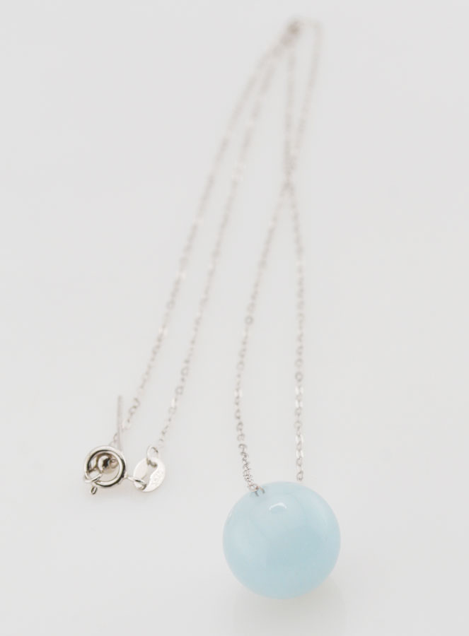 Collier Chaîne en Argent Massif & Aigue Marine (pic 2)