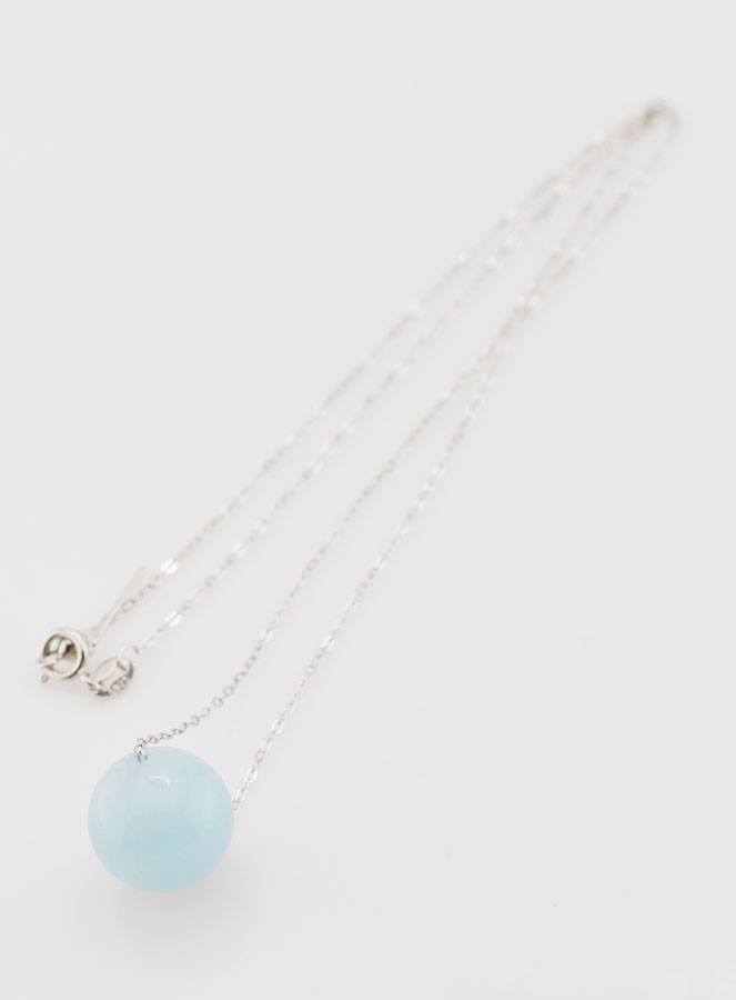 Collier Chaîne en Argent Massif & Aigue Marine (pic 3)