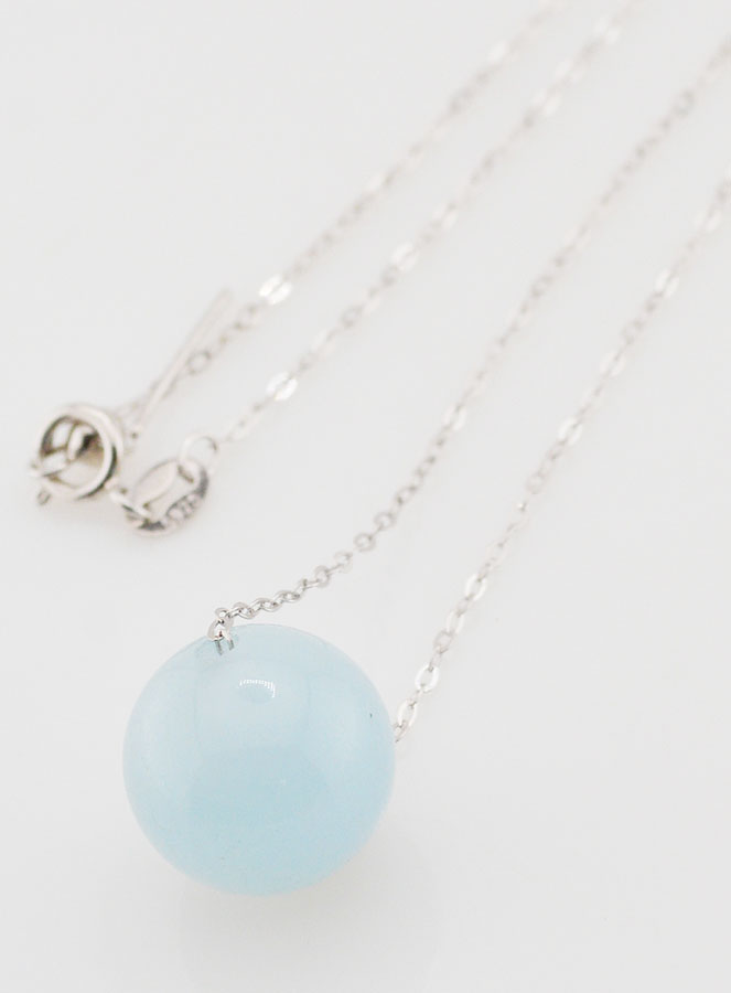 Collier Chaîne en Argent Massif & Aigue Marine (pic 4)