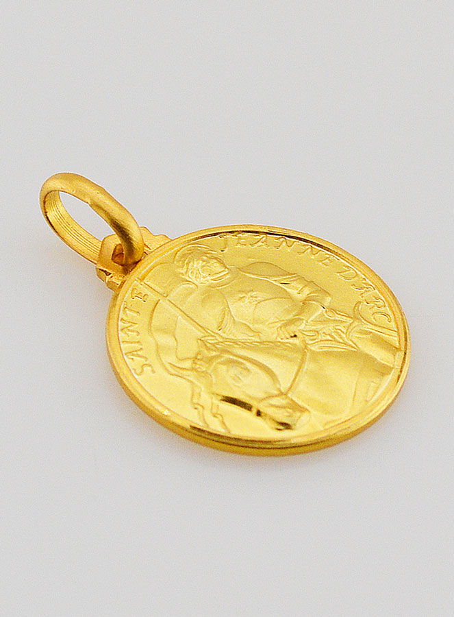 Médaille Sainte Jeanne d'Arc en Plaqué Or - 16 mm (pic 2)