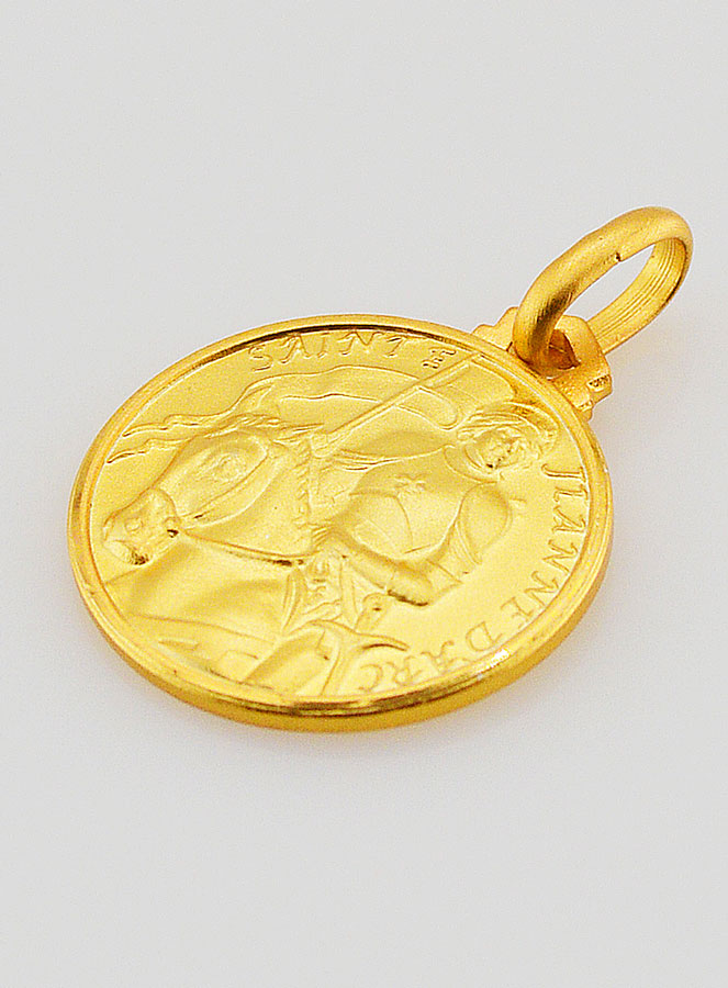 Médaille Sainte Jeanne d'Arc en Plaqué Or - 16 mm (pic 3)