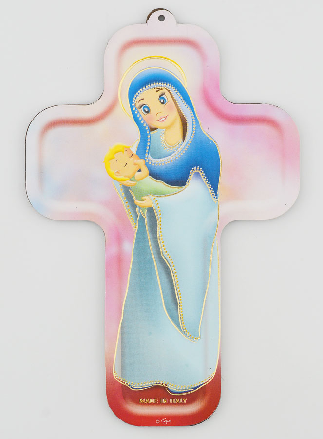 Croix Enfant en Bois - Vierge à l'Enfant (pic 1)