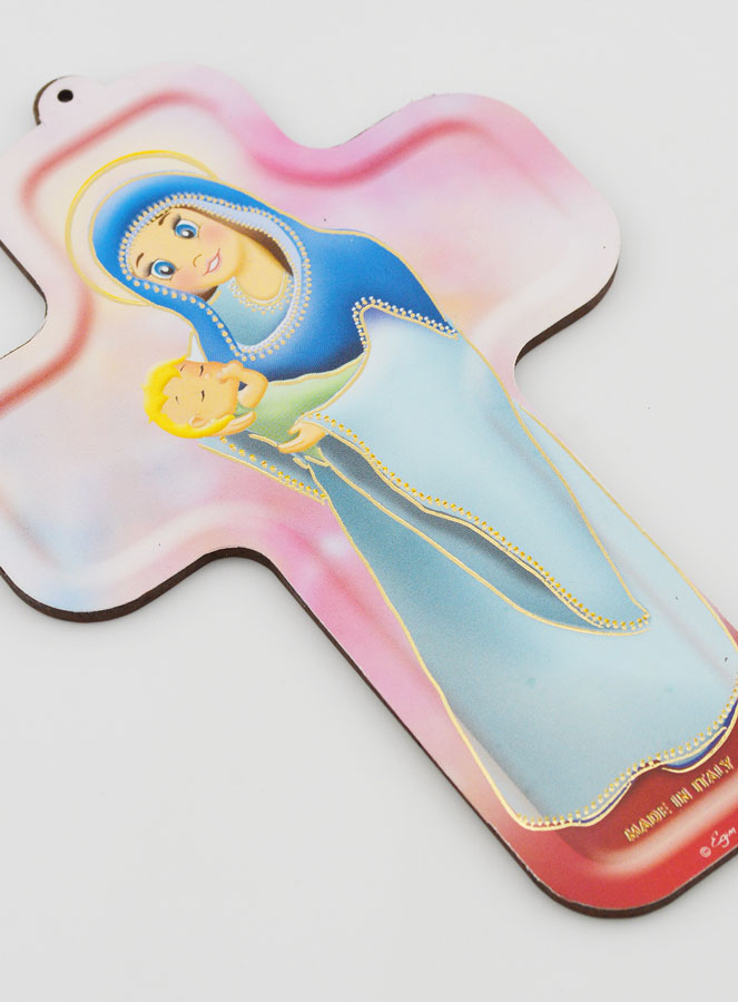 Croix Enfant en Bois - Vierge à l'Enfant (pic 2)
