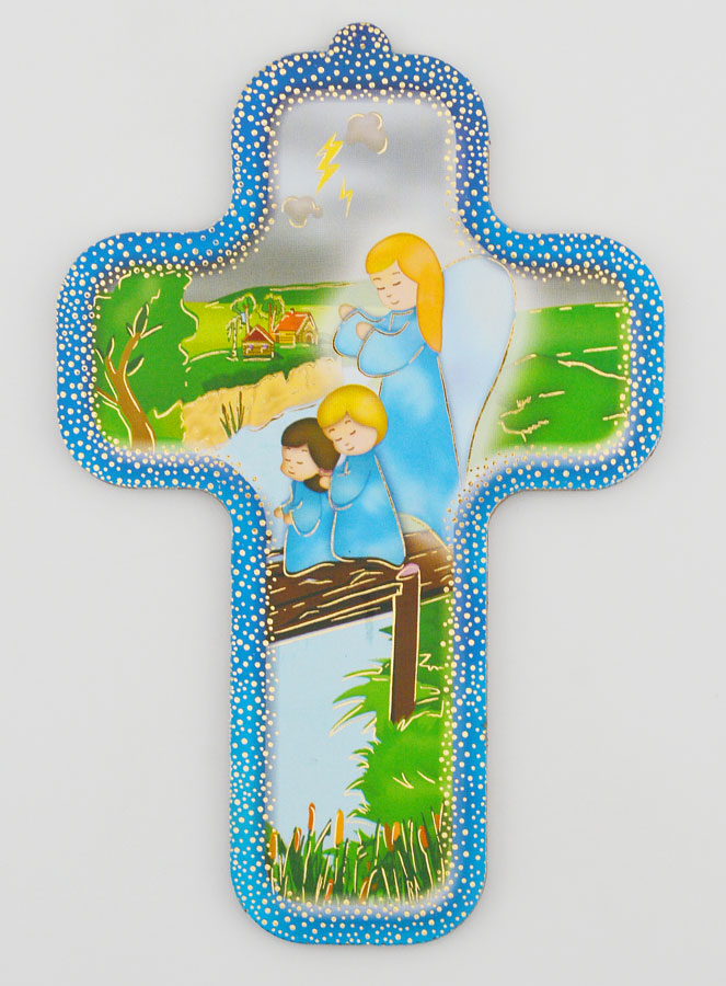 Croix Enfant en Bois - Ange Gardien & Enfants (pic 1)