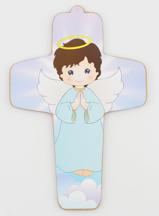 Croix Enfant en Bois - Ange Gardien Garçon (pic 1)