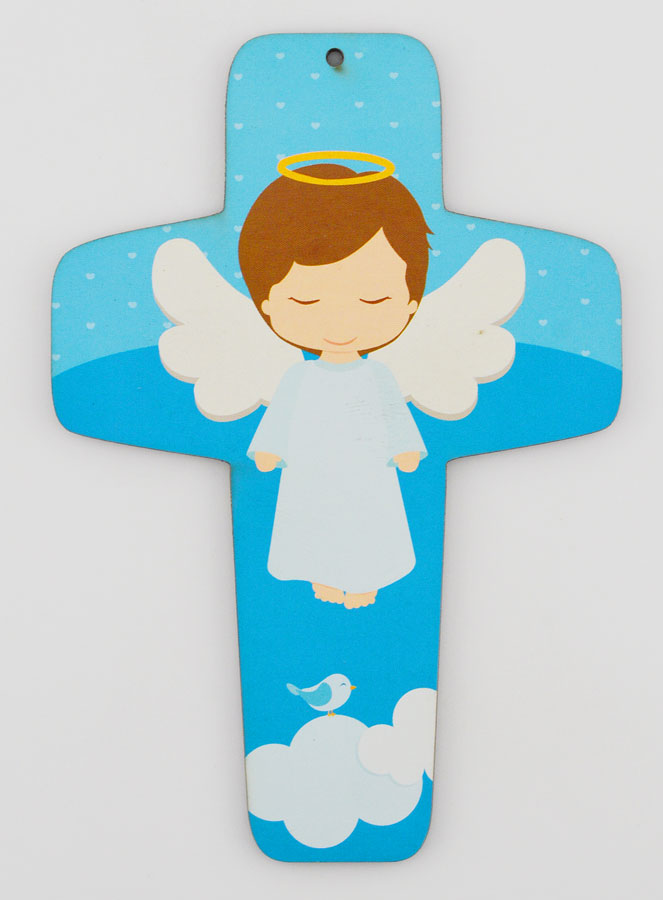 Croix Enfant en Bois - Ange Garçon (pic 1)