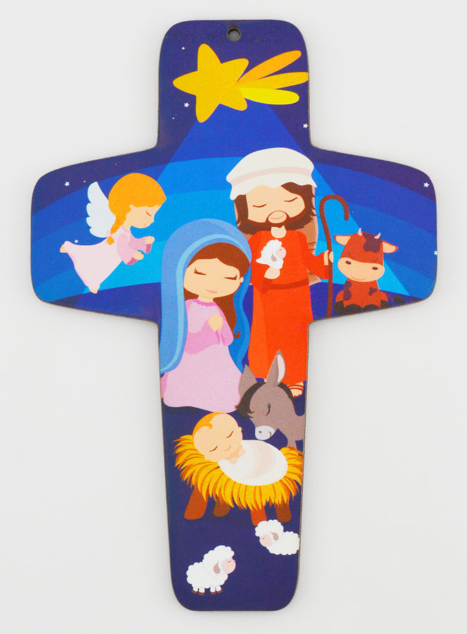 Croix Enfant en Bois - Nativité (pic 1)
