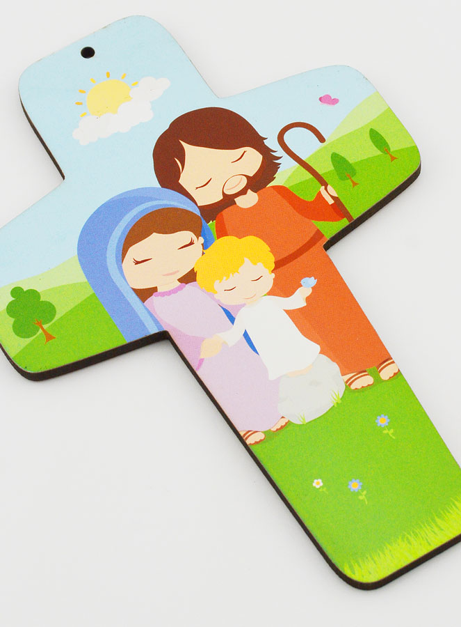 Croix Enfant en Bois - Sainte Famille & Pâturages (pic 2)