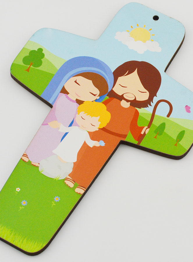 Croix Enfant en Bois - Sainte Famille & Pâturages (pic 3)