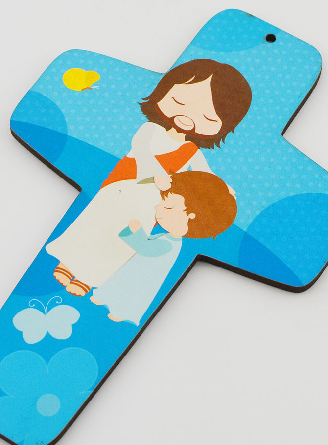 Croix Enfant Jésus-Christ Bénédiction & Enfant - Bleu (pic 3)