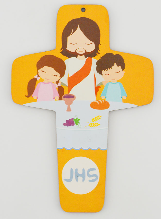 Croix Enfant Jésus Christ & Enfants - Orange (pic 1)