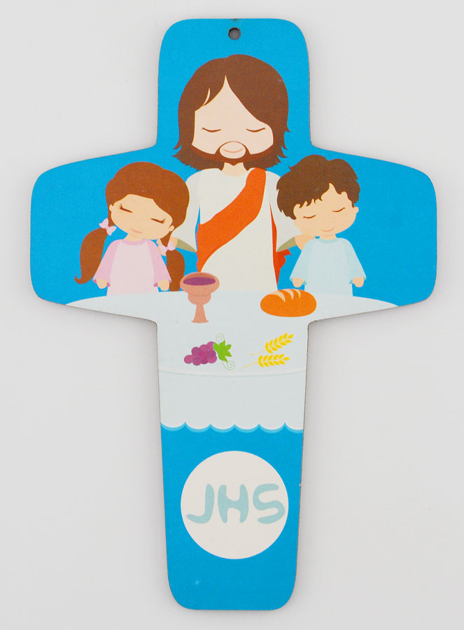 Croix Enfant Jésus Christ & Enfants - Bleu (pic 1)