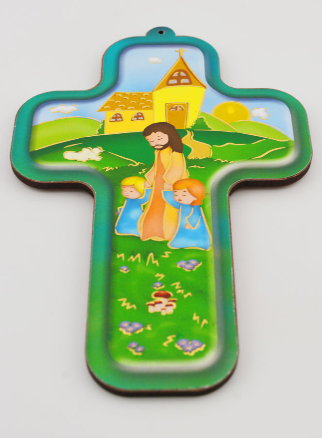 Croix Enfant en Bois - Christ & Enfants (pic 2)