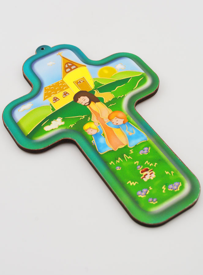 Croix Enfant en Bois - Christ & Enfants (pic 3)