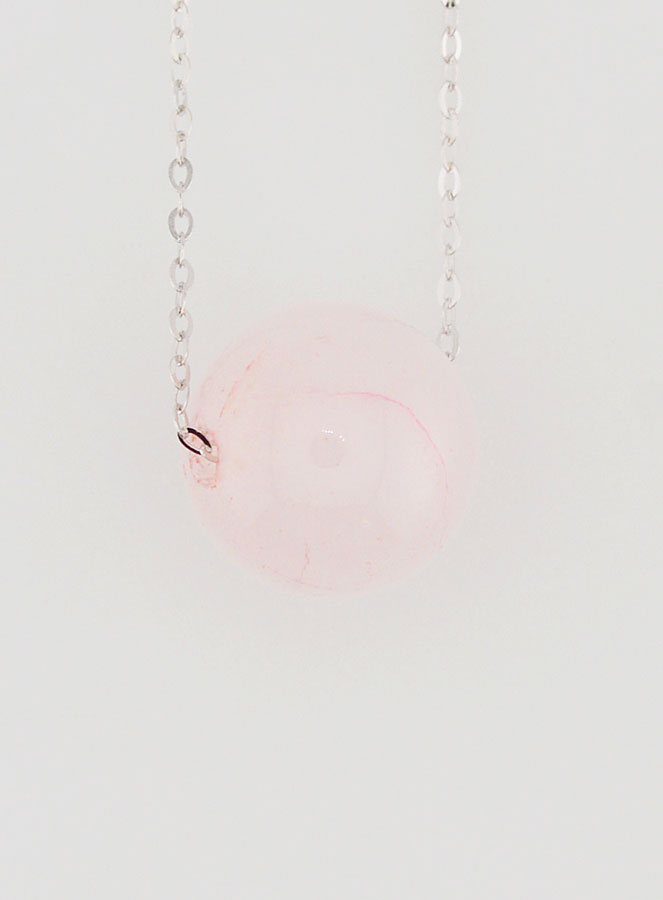Collier Chaîne en Argent Massif & Quartz Rose (pic 1)