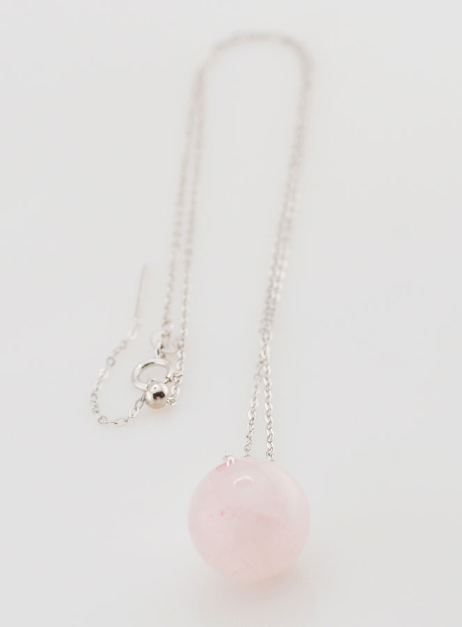 Collier Chaîne en Argent Massif & Quartz Rose (pic 3)