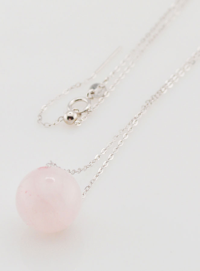 Collier Chaîne en Argent Massif & Quartz Rose (pic 4)