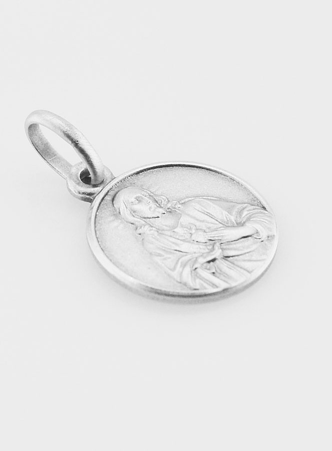 Médaille en Argent Massif Sacré Coeur de Jésus - 14mm (pic 2)