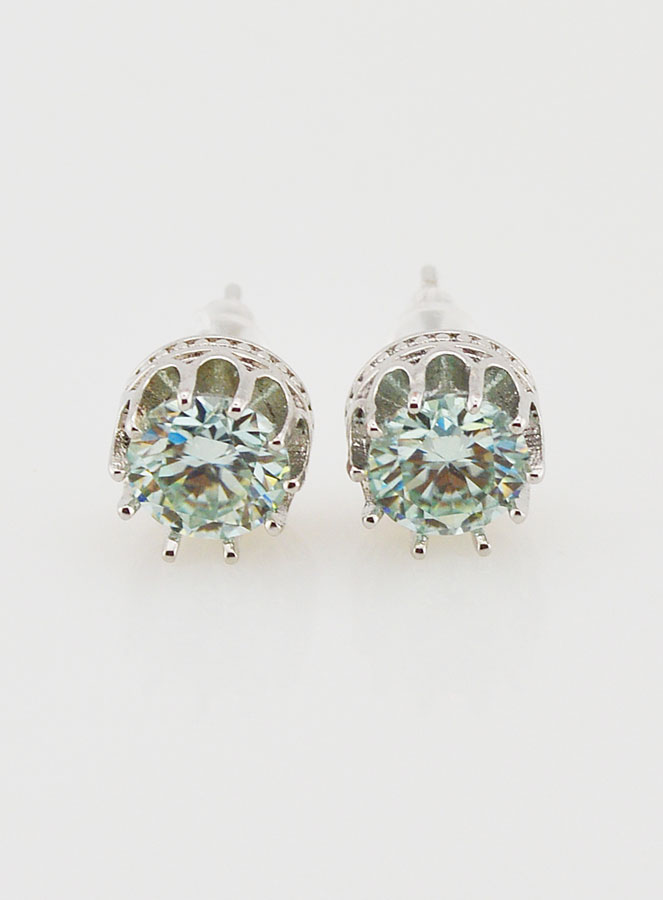 Boucles d'Oreilles Solitaire - Moissanite AA 6mm (pic 1)