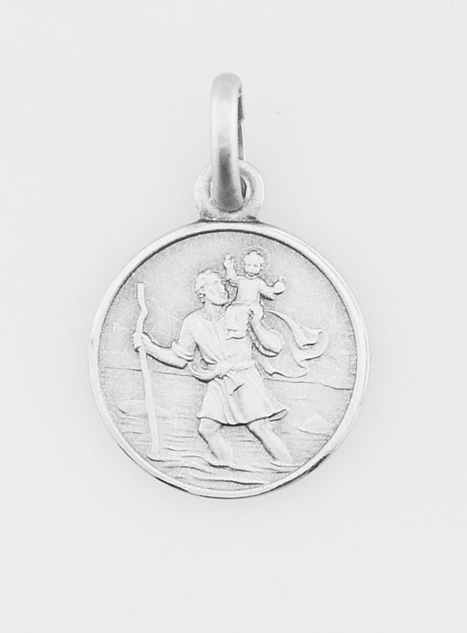 Médaille en Argent Massif Saint Christophe - 12mm (pic 1)