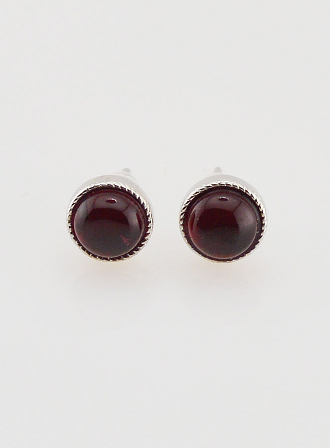 Boucles d'Oreilles Puces - Grenat AA (pic 1)