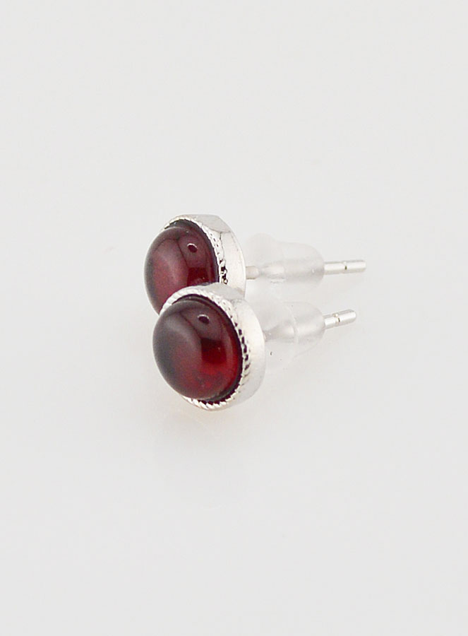 Boucles d'Oreilles Puces - Grenat AA (pic 3)