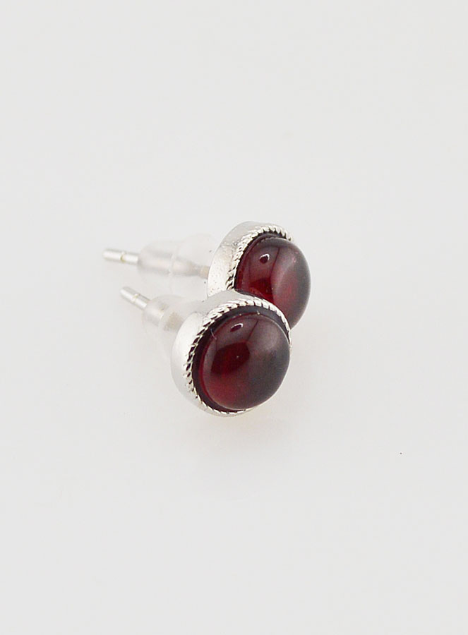 Boucles d'Oreilles Puces - Grenat AA (pic 4)