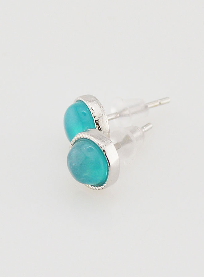 Boucles d'Oreilles Puces - Amazonite AA (pic 3)