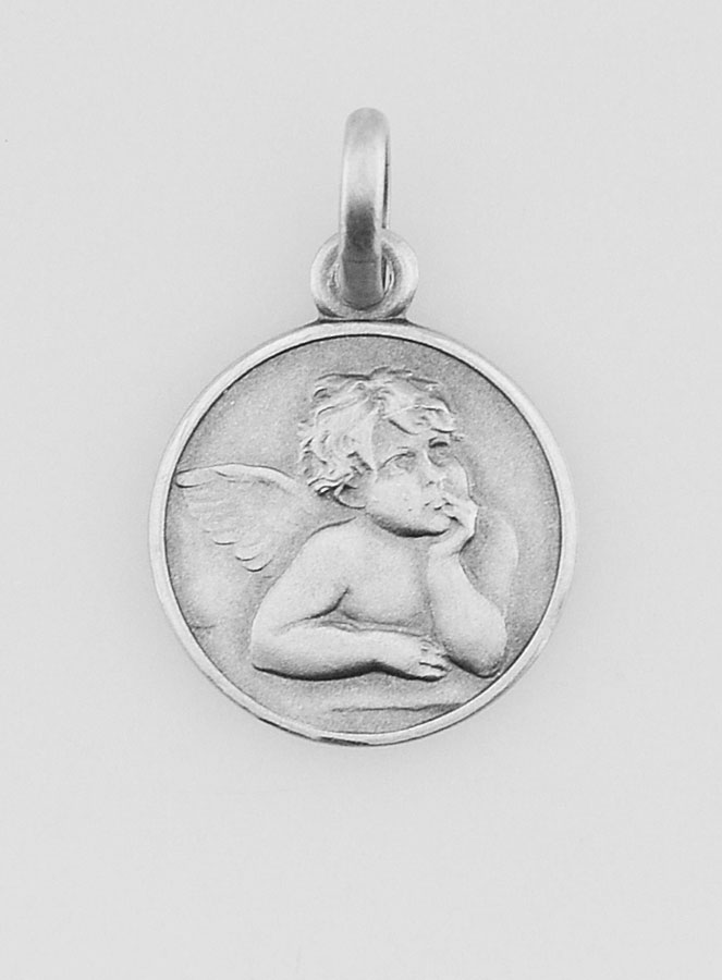 Médaille de Baptême en Argent 12mm - Ange Gardien (pic 1)