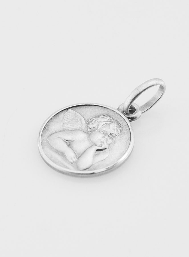 Médaille de Baptême en Argent 12mm - Ange Gardien (pic 3)