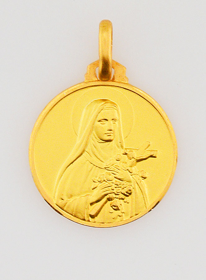 Médaille Sainte Thérèse en Plaqué Or - 16mm (pic 1)