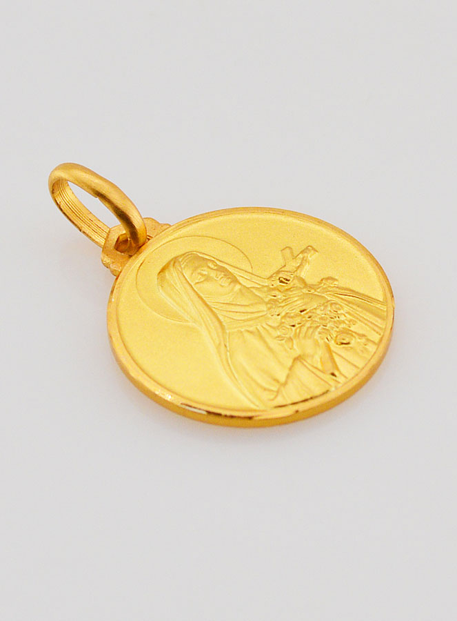 Médaille Sainte Thérèse en Plaqué Or - 16mm (pic 2)