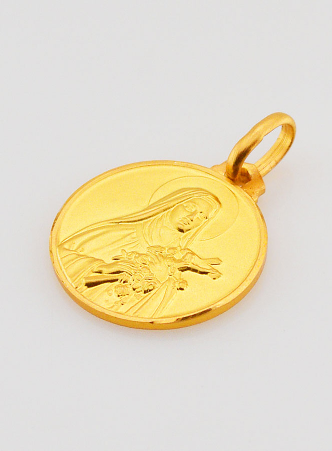 Médaille Sainte Thérèse en Plaqué Or - 16mm (pic 3)
