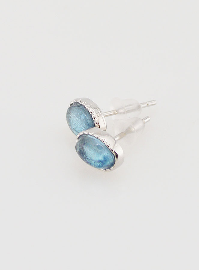 Boucles d'Oreilles Puces - Aigue Marine AA (pic 3)
