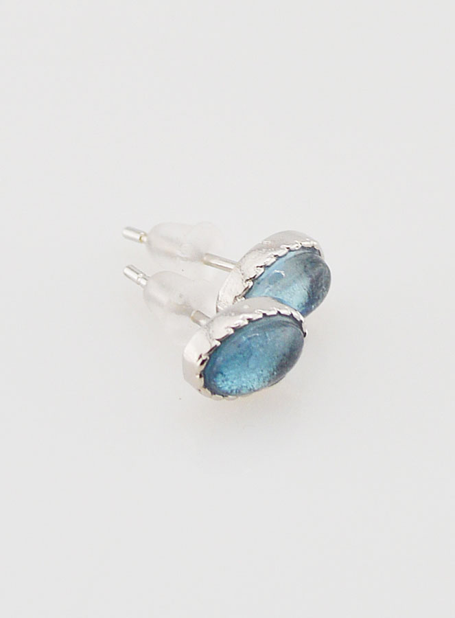Boucles d'Oreilles Puces - Aigue Marine AA (pic 4)