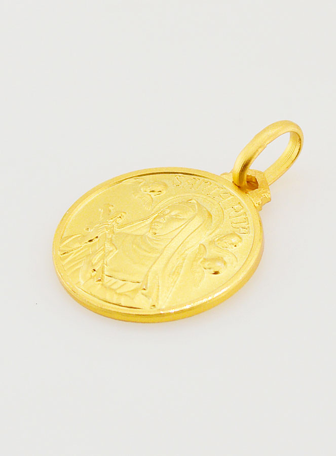 Médaille Sainte Rita en Plaqué Or - 16mm (pic 3)