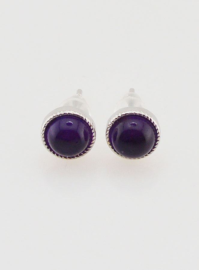 Boucles d'Oreilles Puces - Améthyste Ovale AA (pic 1)