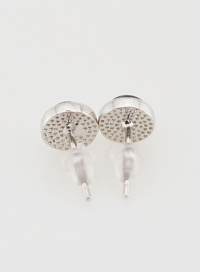 Boucles d'Oreilles Puces - Améthyste Ovale AA (pic 2)