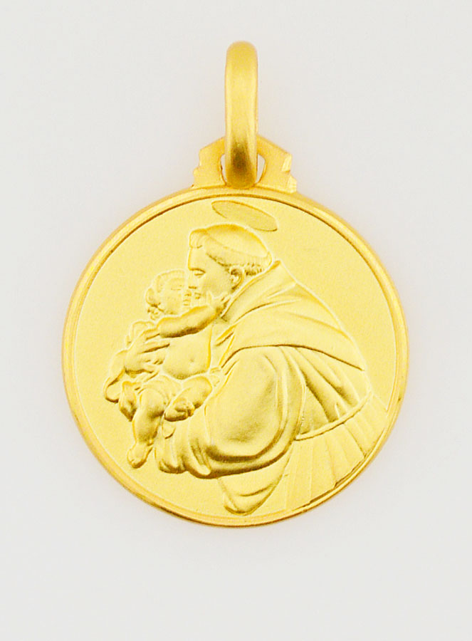 Médaille Saint Antoine en Plaqué Or - 16mm (pic 1)